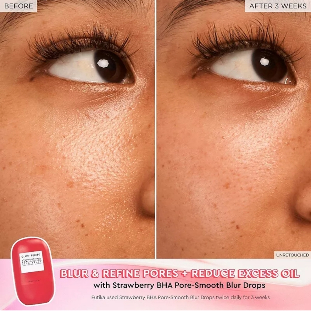 No longer avail Glow Recipe Strawberry BHA Pore-Smooth Blur Drops Serum 1 fl oz - Picture 2 of 16